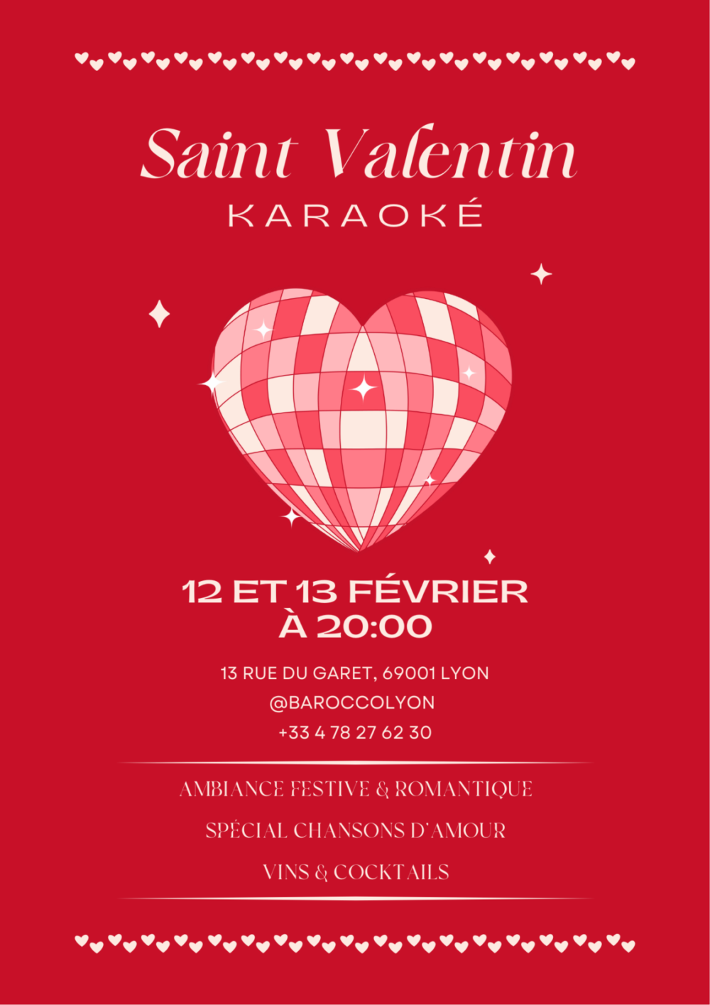 Saint-Valentin 2026 : Soirées karaoké spéciales chansons d'amour les 12 et 13 février !